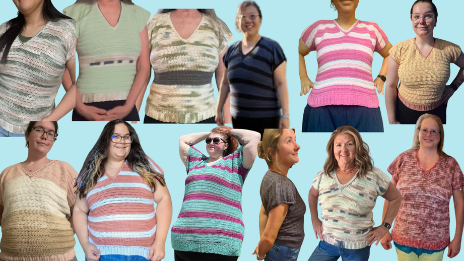 Wide range of tester crocheters for the Emily Top Lovely Dovely Design crochet pattern all loved the pattern.